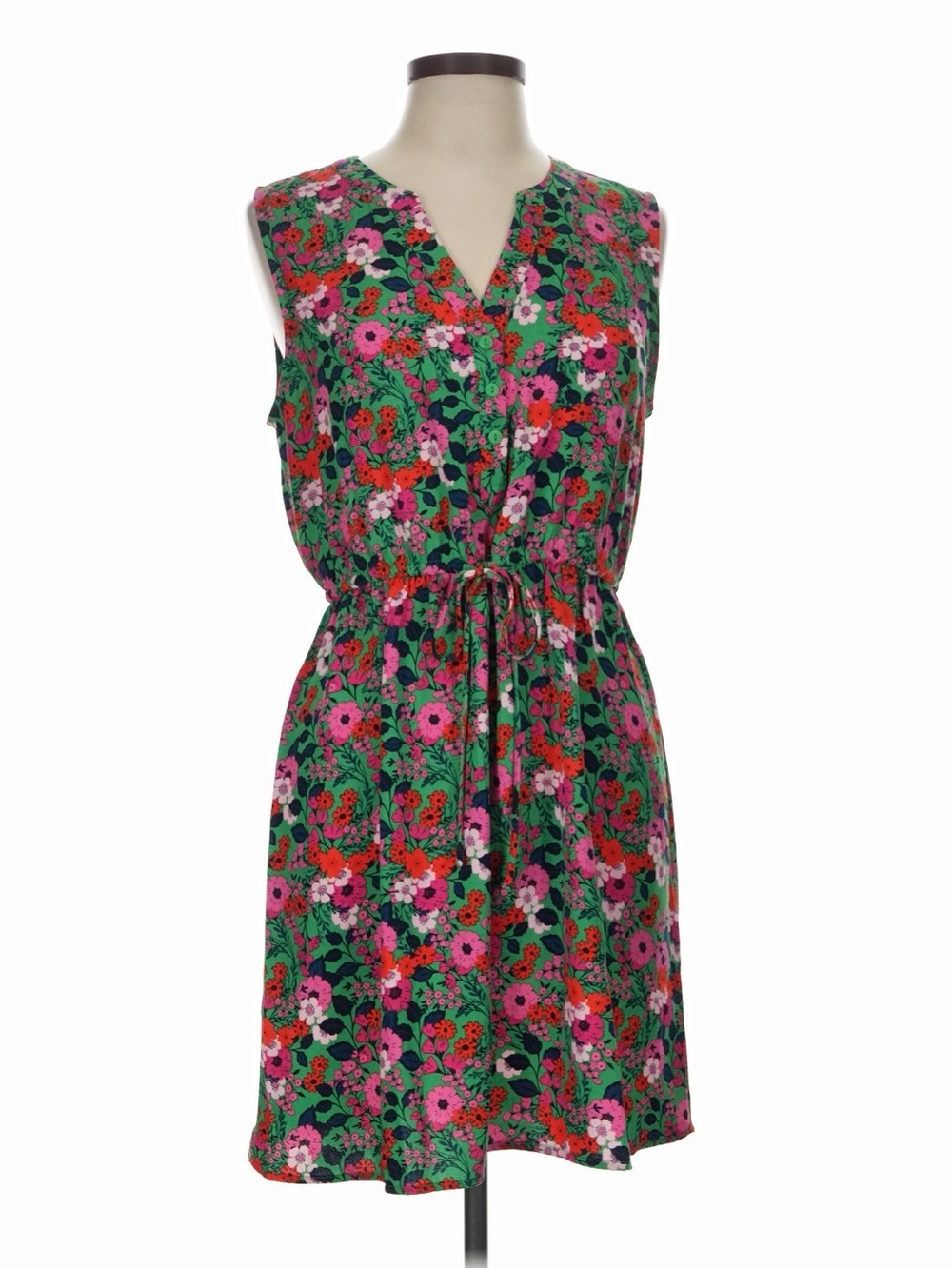 41 Hawthorn Green Floral Drawstring Sleeveless Dress
